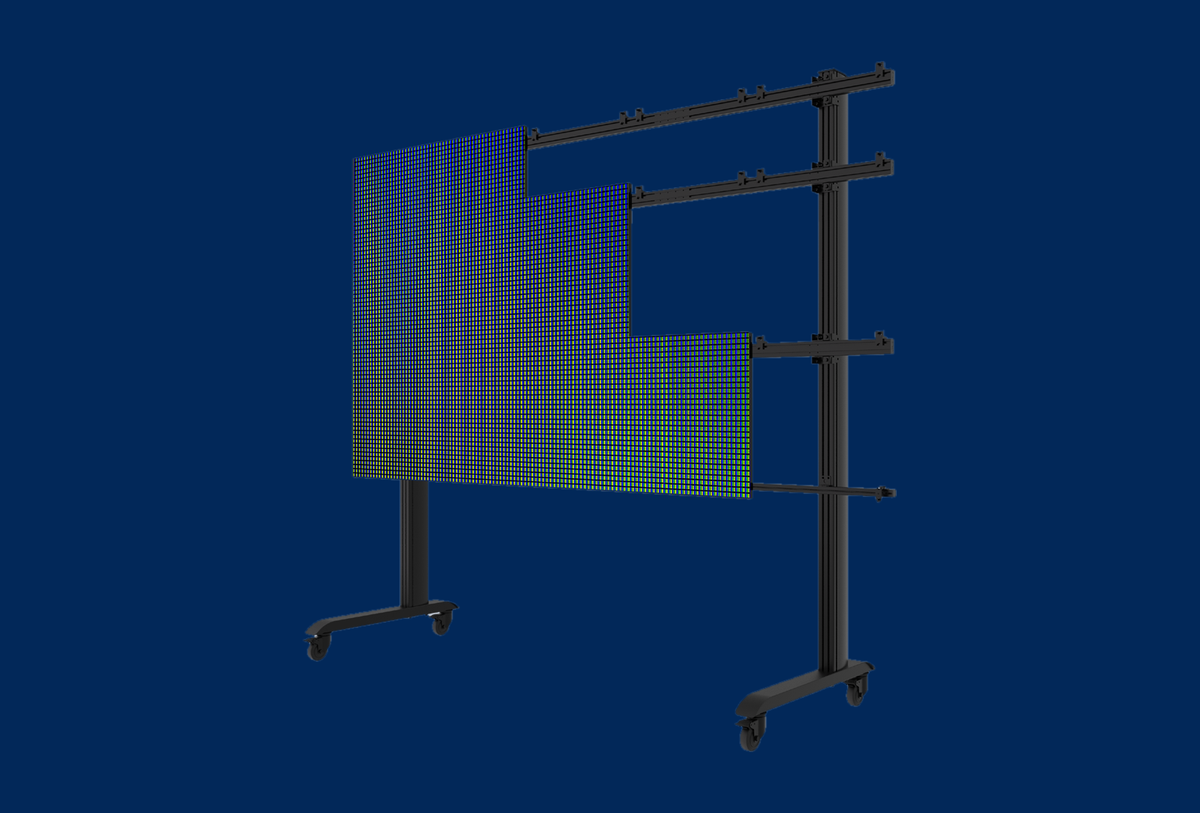 B-Tech System Xpress 27″ 5×5 Videowall-Rollständer BTXPS27-M5X5/B