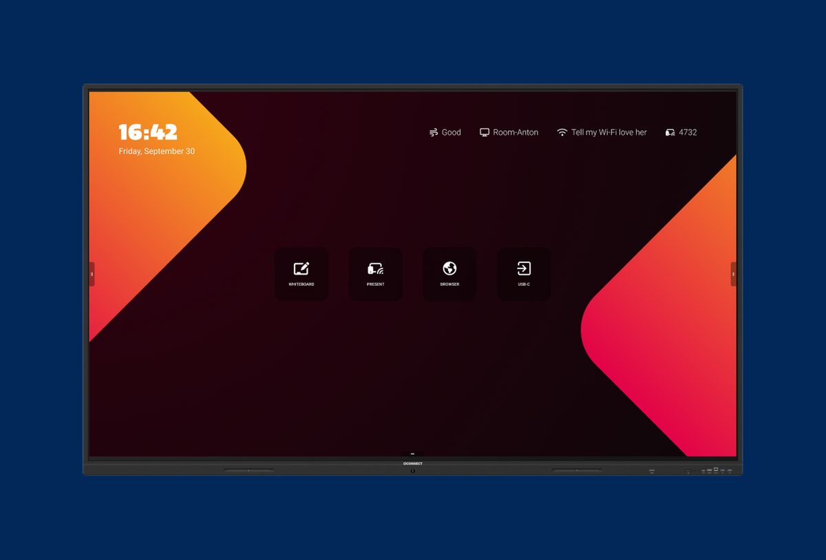 i3CONNECT Elm 2 interaktives Touch-Display (65" bis 86") – Ansicht dunkel