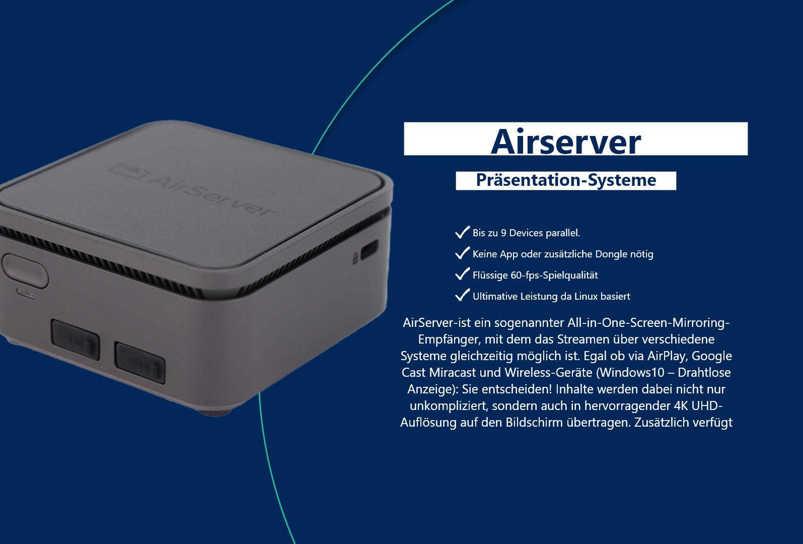 Airserver Connect 2 - Drahtlose Übertragung mit 4k UHD