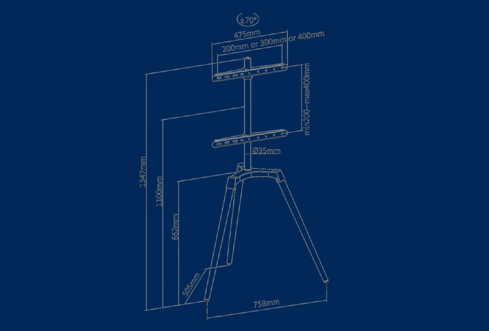 reflecta TV Stand  Elegant 65W; Dreibein ;mit Walnuss Optik