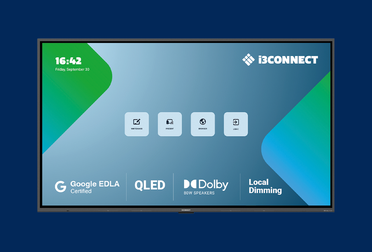 i3CONNECT Aspen 4 interaktives 4K-Touch-Display (55" bis 98") – Ansicht dunkel