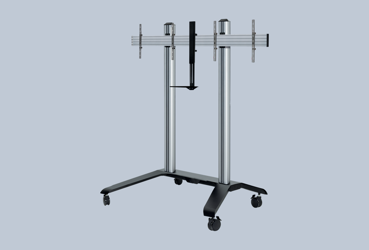 B-Tech Doppelbildschirm-VC-Rollstaender mit Kamera-Ablage BT8516/B V2