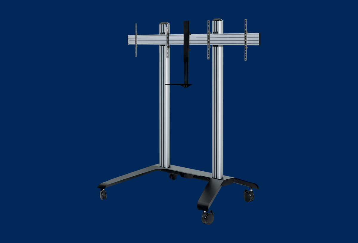 B-Tech Doppelbildschirm-VC-Rollstaender mit Kamera-Ablage BT8516/B V2